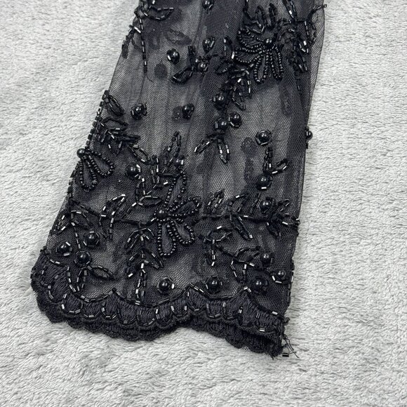 Vtg Laurence Kazan Embellished Beaded Sheer Cardigan L Sequins Black Whimsigoth - Picture 8 of 9